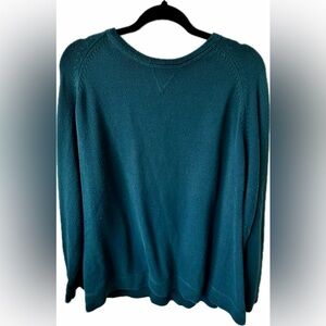 Eddie Bauer Teal Cotton Knit Sweater XL Cozy Classic